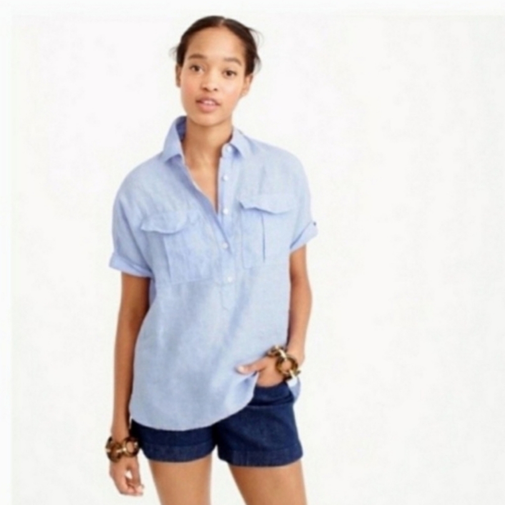 J.Crew Baird McNutt Irish Linen Chambray Shirt, 8